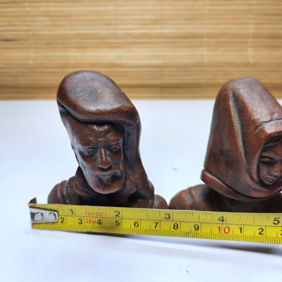 Renaissance Vincenzo Farci Italy Man and Woman Ceramic Bust Heads Pair - Picture 11 of 12